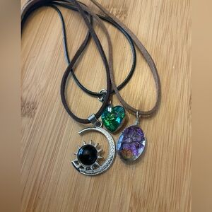 Set of Three Unique Pendant Necklaces, 21”